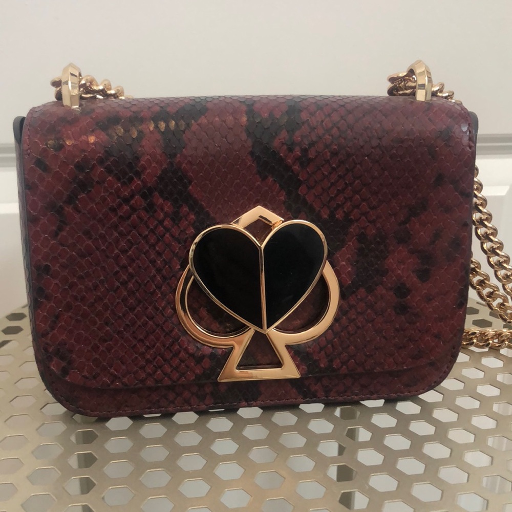 Kate Spade Nicola Snake Embossed Twistlock Chain Shoulder Bag